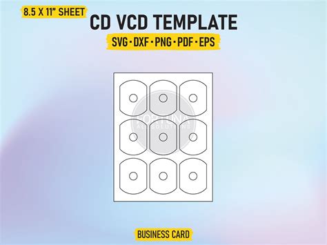 Business Card CD Label Template SVG Cut File Vector Cricut Png - Etsy