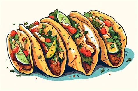 Premium AI Image | Tacos illustration Food illustration Generative AI