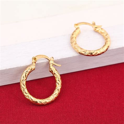 Cheap Golden Earrings Girls Dubai Gold Turkish Egyptian Algeria Indian Moroccan Saudi Gold ...