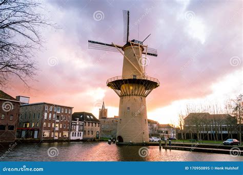 Beautiful Windmills in Schiedam Province South Holland Editorial Image - Image of landscape ...