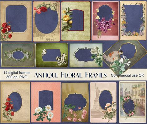 Vintage Floral Frames Clipart, Digital Download, Frames Clip Art ...