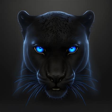 Premium Photo | A black panther with blue eyes is shown with a black ...