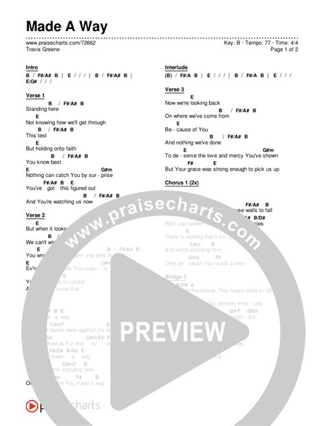 Made A Way Chords PDF (Travis Greene) - PraiseCharts