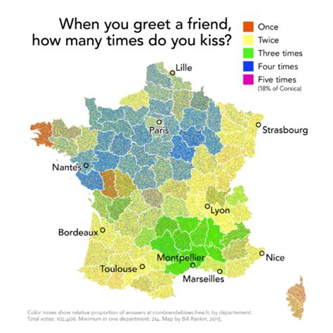 How Many Kisses Make a Proper Greeting in France, Mapped | Mental Floss