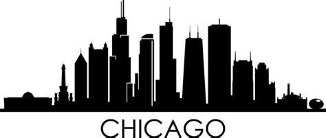 Chicago City Skyline Outline Silhouette Vector Svg Eps Jpg Png 858