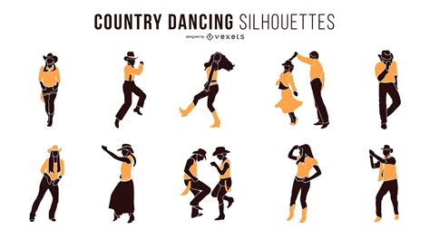 Country Dancing Silhouettes Vector Download