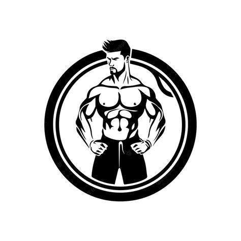 Premium Vector | Gym Fitness logo design black and white handdrawn illustration