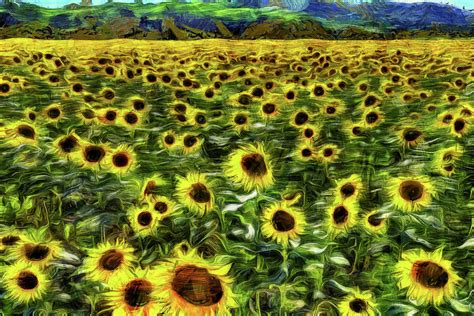 Sunflower Field Vincent Van Gogh Photograph by David Pyatt - Pixels