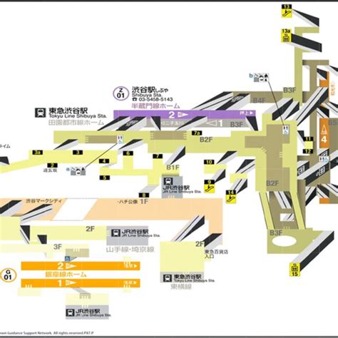 Hand-held paper map of Shibuya station. (Copyright © Tokyo Metro Co ...