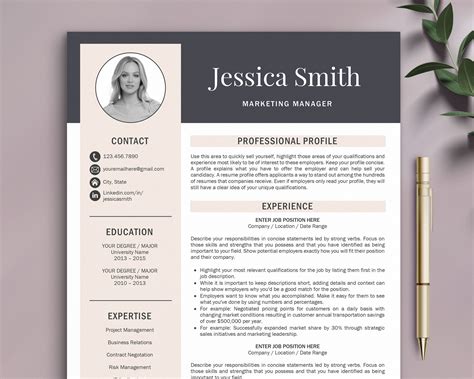 Modern Resume Template Professional Resume Template for Word - Etsy ...