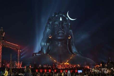 Adiyogi Shiva Statue At Night / Mesmerising night view of adiyogi lord shiva statue at isha yoga ...