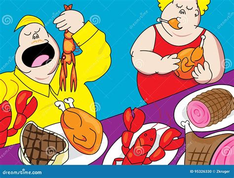 Funny Buffet Party Pig Out Cartoon Stock Vector - Illustration of buffet, lunch: 95326330