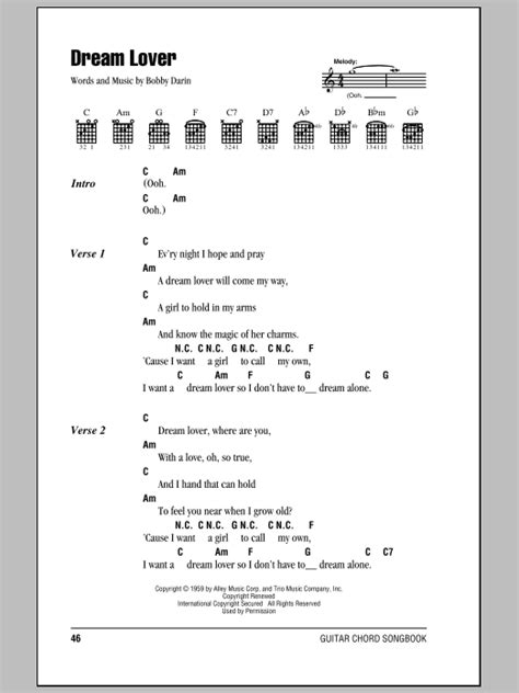 Dream Lover Sheet Music | Bobby Darin | Lyrics & Chords