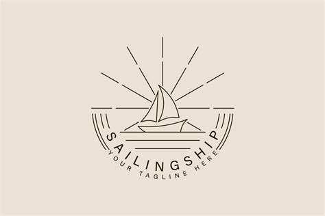 Sailing Ship Logo, Icons, with Line Art Graphic by Sypit08 · Creative Fabrica