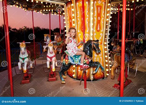 Child Rides In An Amusement Park. Children Attractions Royalty-Free ...