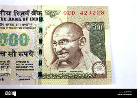 Indian currency A five hundred rupee note with picture of Gandhi in white background 500 Stock ...