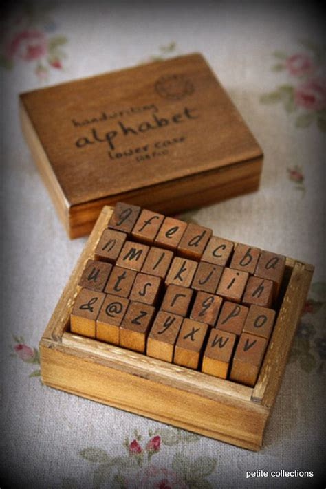 Antique Style Wood Stamp Set - Alphabet - Lowercase Letters | Alphabet stamps, Wooden stamps ...