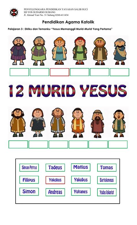 Dua Belas Murid Yesus worksheet | Bible words images, Bible words ...