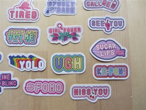 40 Text Word Stickers Kawaii Expression Phrase Stickers Yolo | Etsy