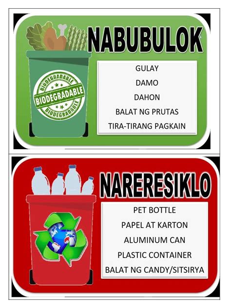 LAMINATED WASTE/GARBAGE SEGREGATION SIGNAGES (4 PCS - half the size of A4 ) | Lazada PH