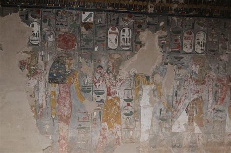 Paintings in Siti 1 Tomb in Valley of the Kings in Luxor in Egypt Stock Image - Image of floor ...