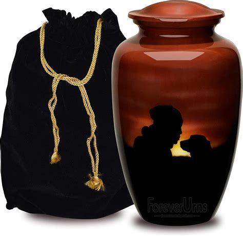 FOREVER URNS Adult Cremation Urn Loving Dog Urn For Human Ashes, Handcrafted 220 Cu. In With ...