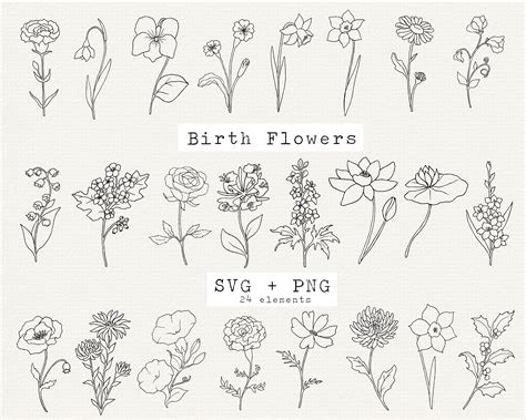 Birth Month Flowers Svg, Birth Flowers Name Svg, Dxf, Png,, 04/12/2024 | www.ipswichcemeteries ...