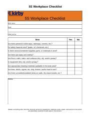 5S Workplace Checklist R0.xlsx - 5S Workplace Checklist 5S Workplace Checklist Work area: Date ...