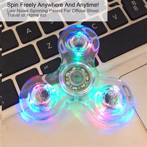 2017 Fashion light up fidget spinner Crystal Led Light Fidget Spinner Rainbow EDC Hand Finger ...