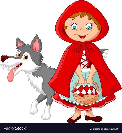 Illustration of Little Red Riding Hood meeting with a wolf. Download a ...