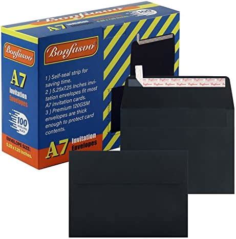 Amazon.com : A7 Black Invitation 5x7 Envelopes - Self Seal, Square Flap,Perfect for 5x7 Cards ...