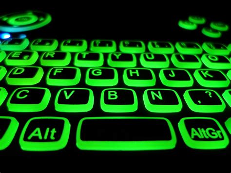 Azerty Keyboard Green Backlight Free Stock Photo - Public Domain Pictures