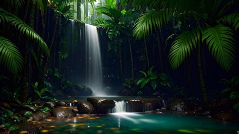 Premium AI Image | A waterfall in a jungle with a jungle background