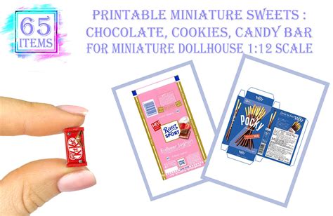 65 Printable Miniature Candy Bar Packagings for Miniature Dollhouse 1: ...