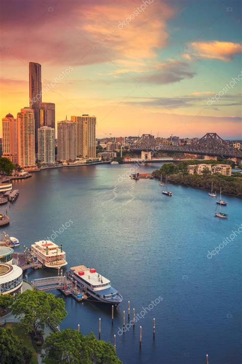 Brisbane Cityscape Image Brisbane Skyline Australia Dramatic Sunset — Stock Photo © rudi1976 ...