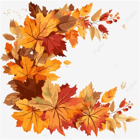 Fall Leaves Border Vector, Sticker Clipart Autumn Wreath With Autumn ...