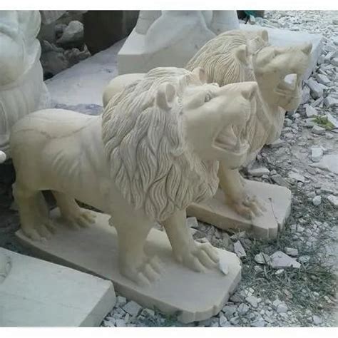 White Marble Lion Statue, For Exterior Decor, Outdoor at Rs 86000/piece in Jaipur