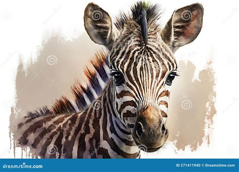 Watercolor Painting of a Cute Baby Zebra. Baby Zebra. Generative Ai ...