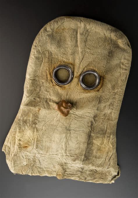 An early type of British gas mask used during WW1 known as a PH helmet ...