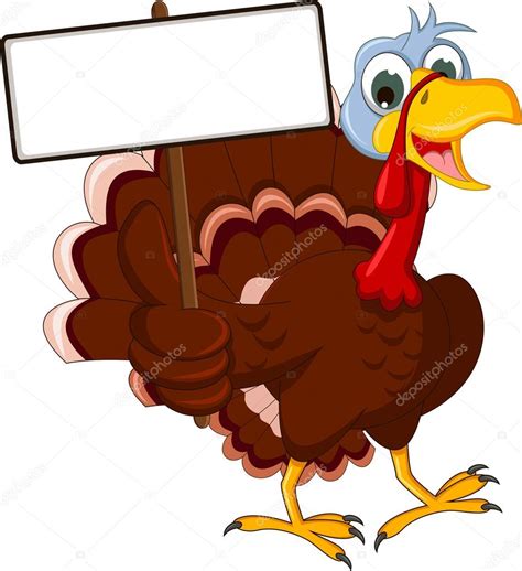 Funny Turkey Cartoon Posing with blank sign Stock Illustration by ...