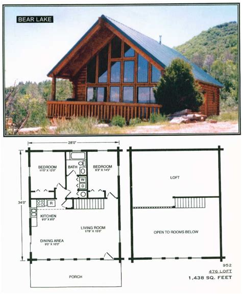 the floor plan for a log cabin with loft