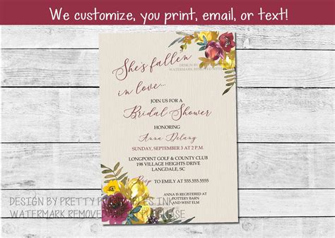 Fall bridal shower invitation printable autumn bridal shower | Etsy