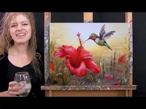 Learn how to Paint "Hibiscus Hummingbird" Step by Step Tutorial | Michelle the Painter Art ...