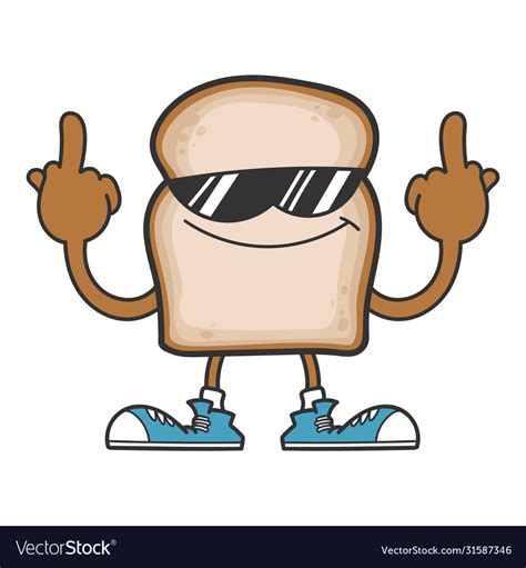 Slice bread cartoon character with sunglasses Vector Image