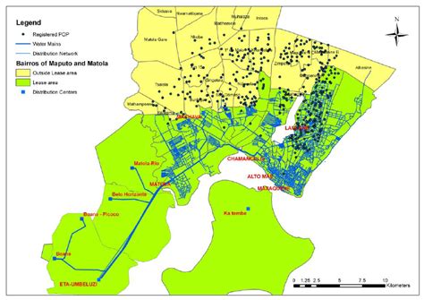 Map of Maputo and Matola (capital city) with location of AdeM network ...