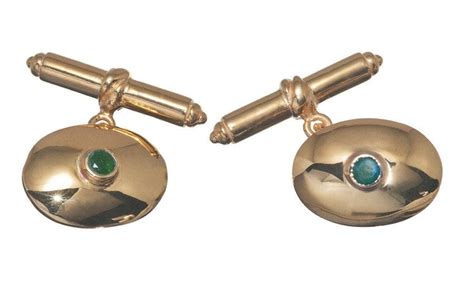 Emerald Cufflinks - Gold Plated Sterling Silver Frames - Regnas Jewelry