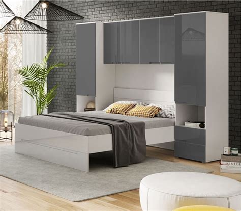 Grey Gloss Modern Over Bed Unit - Online Outlet | Wardrobe design bedroom, Fitted bedrooms ...