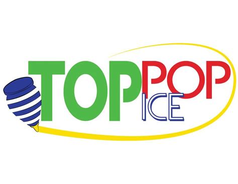 the top pop ice logo with a pencil in it's mouth and an image of a