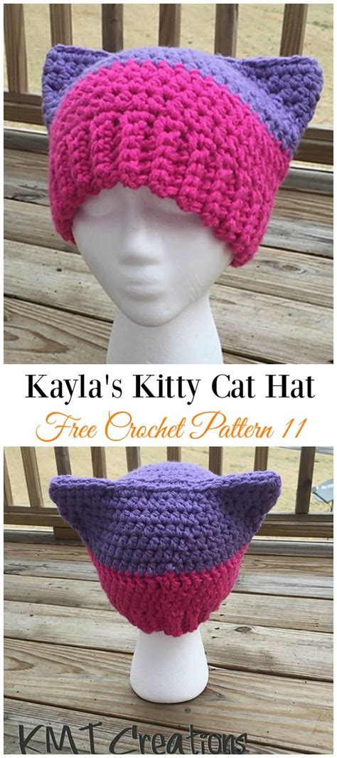 Fun Free Adult Cat Hat Crochet Patterns DIY Instructions