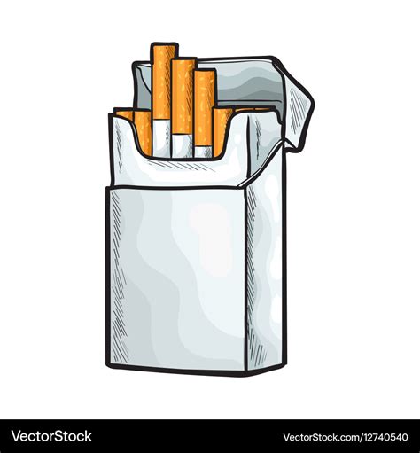 Unlabeled standing open pack of cigarettes Vector Image